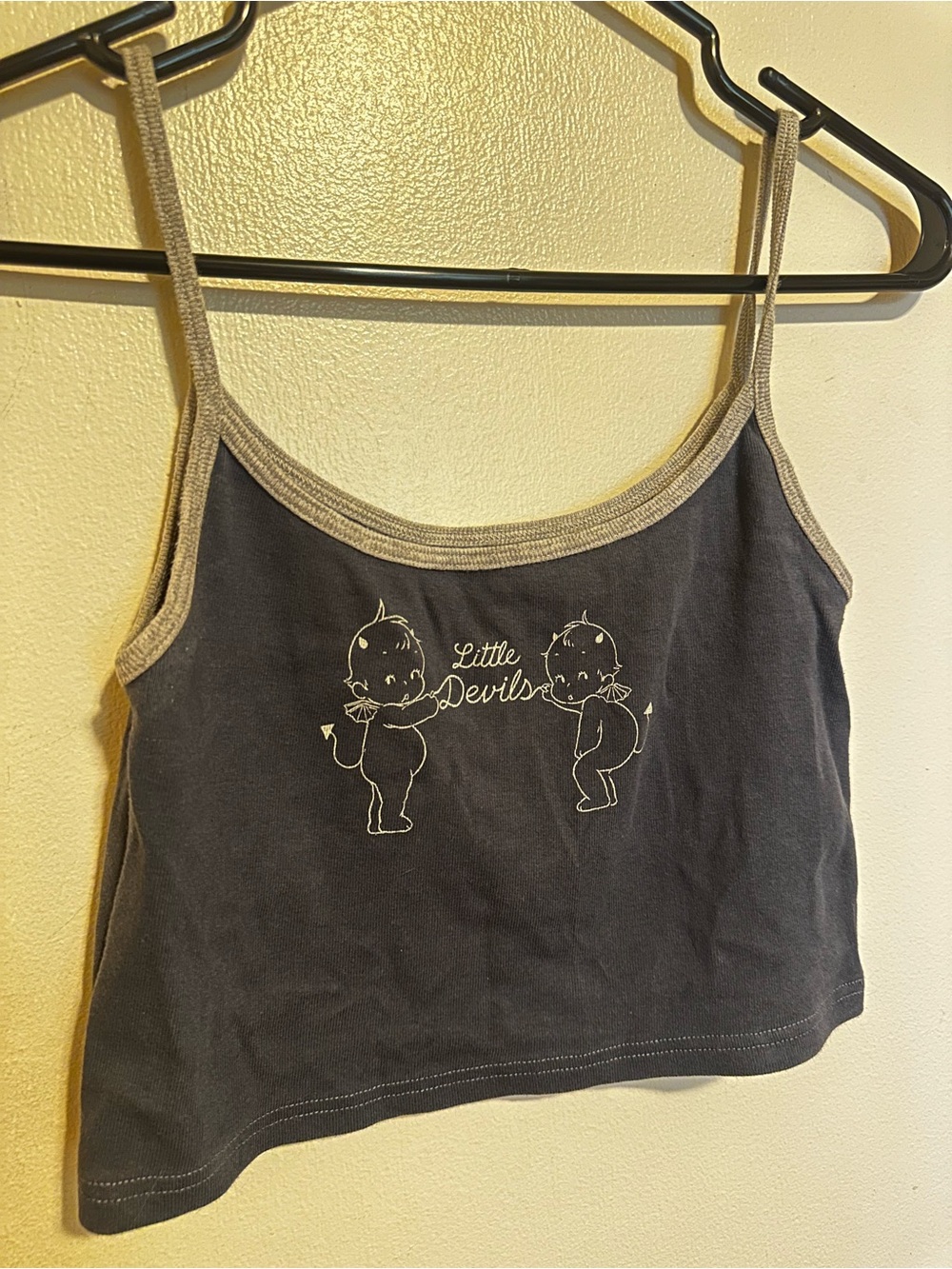 “Little Devils” Spaghetti Stap Cropped Tank
